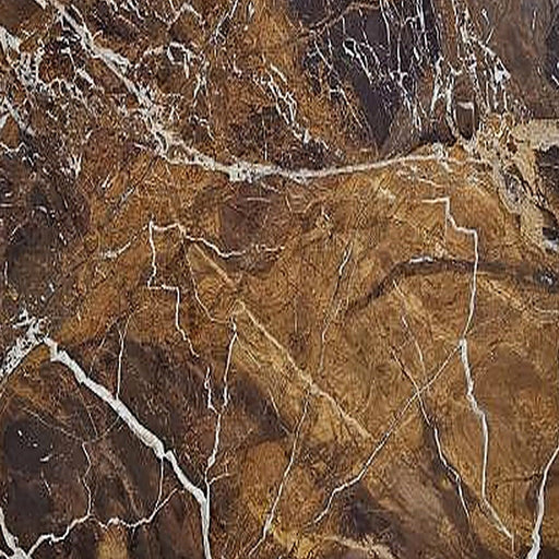 Breccia Numidia marmorflise — brun og mørkebrun baggrund med tæt netværk af cremehvide kalcitårer